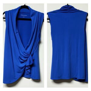 SOFT SURROUNDINGS Cobalt Blue Sleeveless Faux Wrap Top, Sz L